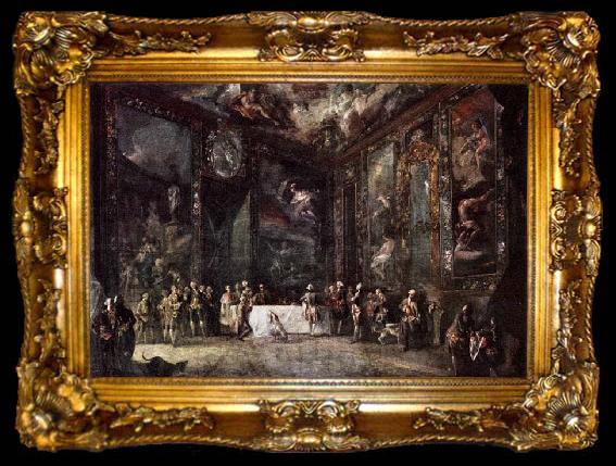 framed  Luis Paret y alcazar Charles III Dining before the Court, ta009-2